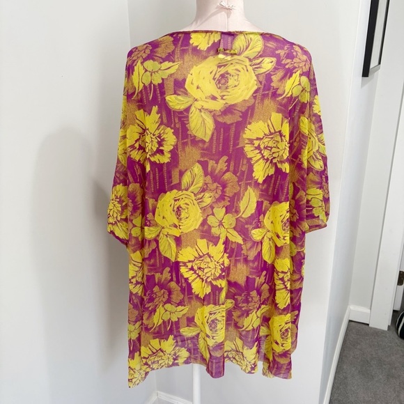 Jean Paul Gautier Soleil Mesh Swim Cover Up Size Large One Size Floral Purple - Picture 2 of 16